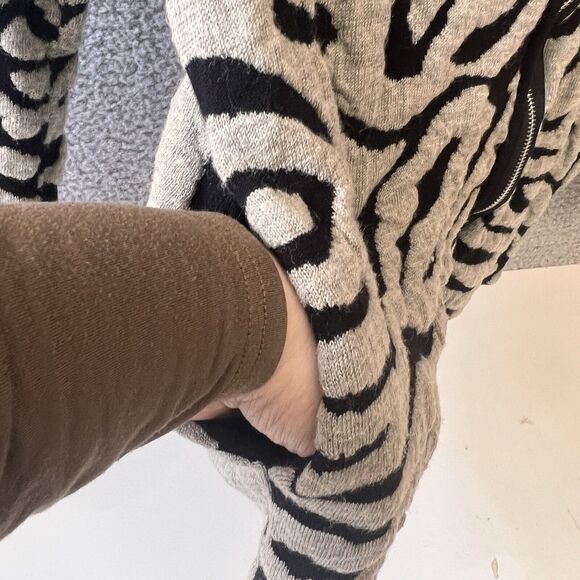 Chico's Cardigan Sweater Jacket 0 S small 4 Asymmetric Zip Boiled Wool Knit Zip - Picture 7 of 11